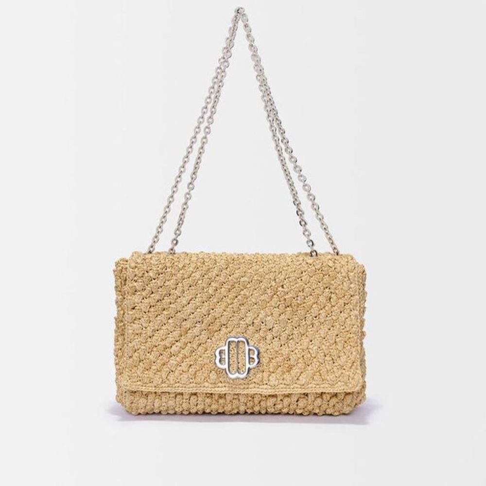 Maje Raffia chain bag